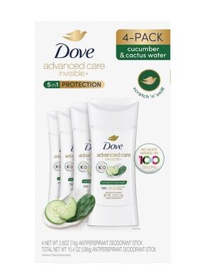 Dove Advance Care Antiperspirant 4 - Pack Cucumber & Cactus Water  New (No box)